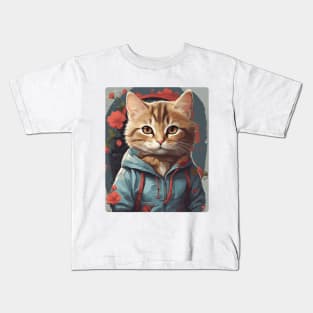 Cute Cat in a Hoodie Kids T-Shirt